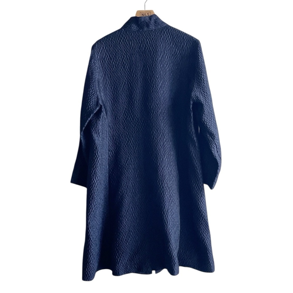 Eileen Fisher silk long black duster coat with pockets size L large - Picture 2 of 7